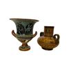 Image 1 : Pair of Handmade Euphronios Calyx Krater 6.5-Inch & Signed Etruscan Greek Jug