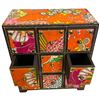Image 2 : Accent Chest Featuring Nine Small Drawers with a Vibrant, Multicolored Floral & Patterned Design.