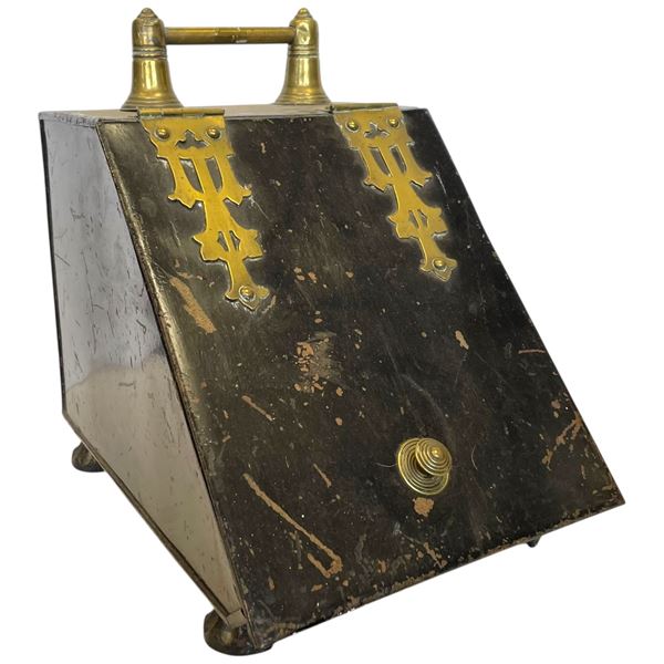 Antique Victorian-Era Coal Scuttle or Coal Box, Specifically a "Purdonium"