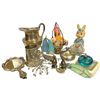 Image 1 : Collection of Vintage Decorative Items & Collectibles Silver-Plated Pitcher Bunny Figure Hand Mirror