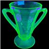 Image 1 : Vintage Uranium Vaseline Glass Sugar Bowl Pressed Glass 1930s 4.5-Inch