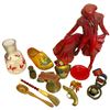 Image 2 : Vintage Collection: Red Resin Matador Figurine Girotti 1968 Wooden Spoon Bell Clogs Cloisonne Brush+