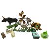 Image 1 : Assorted Decorative Collectibles: Wood Moose, Porcelain Items, Chalkware Dog Lamp & More Lot Incl...