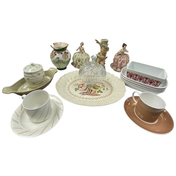 Collectables Lot: Crystal Candy Dish, Susie Cooper Bone China, Figurines, Dishes, Beswick & More
