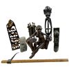 Image 2 : Collection of Vintage African Carved Wood Art Includes Several Tribal Figures, Pick and More