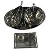 Image 2 : Hammered Metalware Oval Platter, Serving Bowl with Spoon, Rectangular Tray W Salt & Pepper Shaker...
