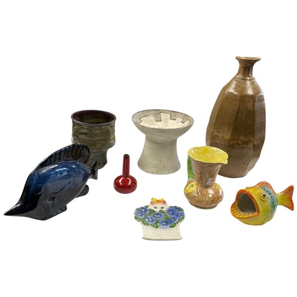 Collection of Various Studio & Commercial Pottery Pieces 12.5-Inch Tall