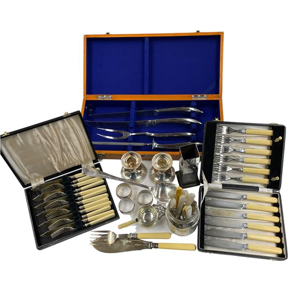 Silver Plate Collection: Cutlery, Napkin Rings, Candlestick Holders & More