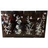 Image 1 : 4 Panels Vintage Chinese Black Lacquer Wall Panels Mother-of-Pearl Inlay 8-Inch X 18-Inch Each