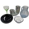 Image 2 : Assorted Decorative Art Glass Pieces: Vases, Jug Bowls & Goblet Blue Jug 9-Inch