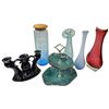 Image 1 : Glass & Pottery Pieces: Vases, BMP Serving Tray, Candlestick Holders & Pasta Jar Tallest 12-Inch