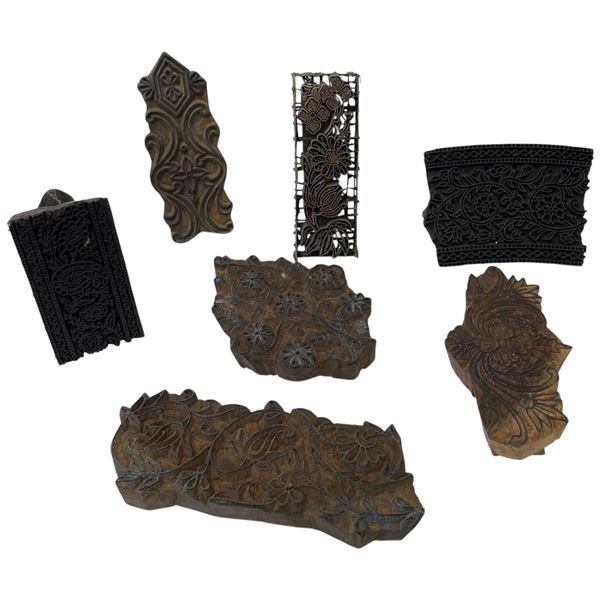 Antique/Vintage Hand-Carved Wood Printing Blocks for Textile & Wallpaper Patterns