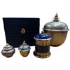 Image 1 : Traditional Thai Benjarong Porcelain Bowls Hand-Painted Ceramic Lidded Jars Narai Phand 9-Inch