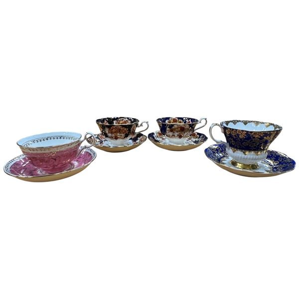 4 Tea Cups & Matching Saucers: Royal Grafton & 3 Royal Albert Bone China