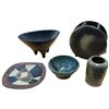 Image 4 : Mid-Century Decorative Ceramic Lot: Vases Plates & Bowls Studio Pottery Textured Glazes
