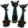 Image 1 : Blue Mountain Pottery Green Glazed Cat Trio Tallest 14-Inch