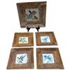 Image 1 : Set of 4 Elbro Porcelain Ashtrays Made in England Pheasant Wood Theme Largest 7x7-Inch