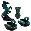 Image 1 : Blue Mountain Pottery Collection: 2 Swan Platters Vase & Horse Sculpture 14-Inch Tall