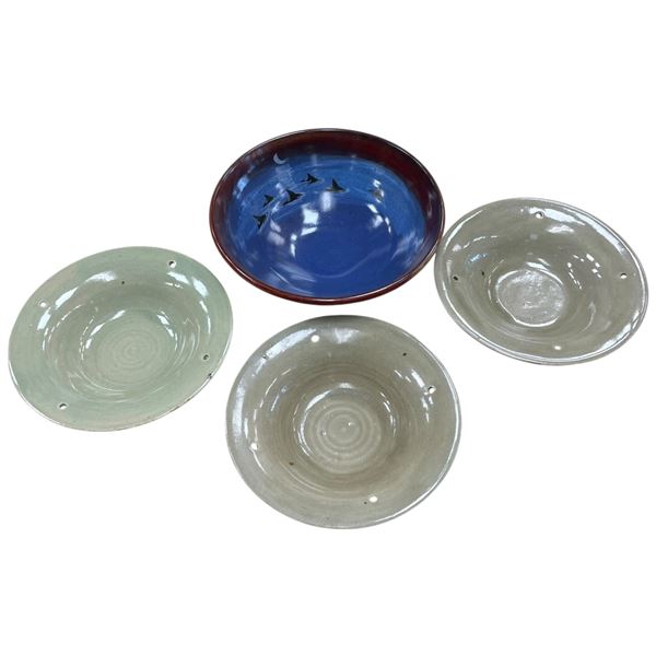 Studio Pottery Killer Whale Bowl 11-Inch & Tiered Hanging Porcelain Bowls