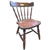Image 1 : Vintage Windsor Style Chair Folk Art Painted Arched Back Turned Spindles Shaped Seat