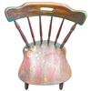 Image 2 : Vintage Windsor Style Chair Folk Art Painted Arched Back Turned Spindles Shaped Seat