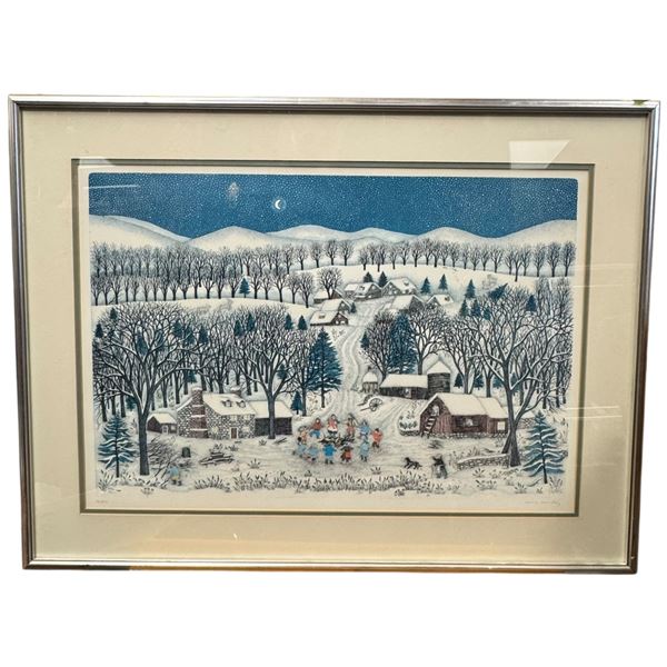 Framed LEP 46/200 "Winter Lights" by Cuca Romley 31 IN X 23.5 IN Winter Scene