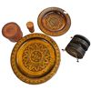 Image 2 : Polish Folk Art Wooden Plates Leather Coasters & Leather Lidded Containers