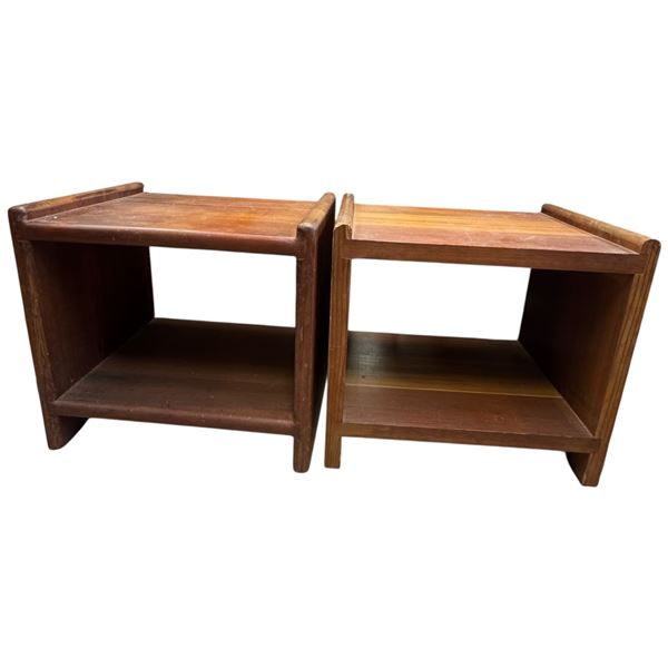 Pair of Vintage Side Table Night Stands Made from Solid Wood