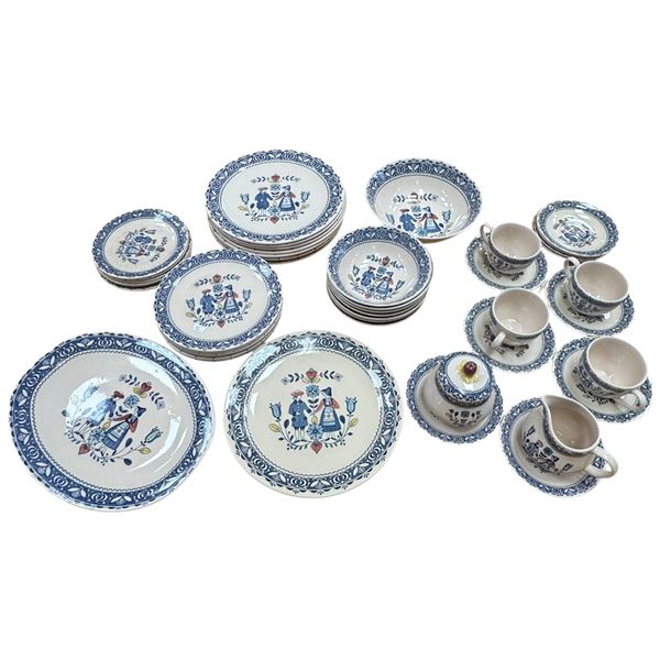 Johnson Brothers Stoke on Trent Staffordshire Old Granite Hearts & Flowers Ironstone 46-Piece Set