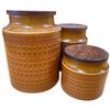 Image 2 : Collectible Lot: Set of Three Hornsea Saffron Vintage Countertop Kitchen Storage Jars and More