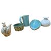 Image 2 : Studio Pottery Grouping: Vases. Jug, Bowl & Centerpiece Plate 14" Long and Oil Jug