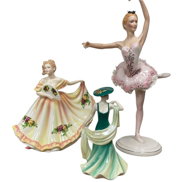 Trio of Porcelain Figurines: Two Royal Doulton and Franklin Mint Figurines