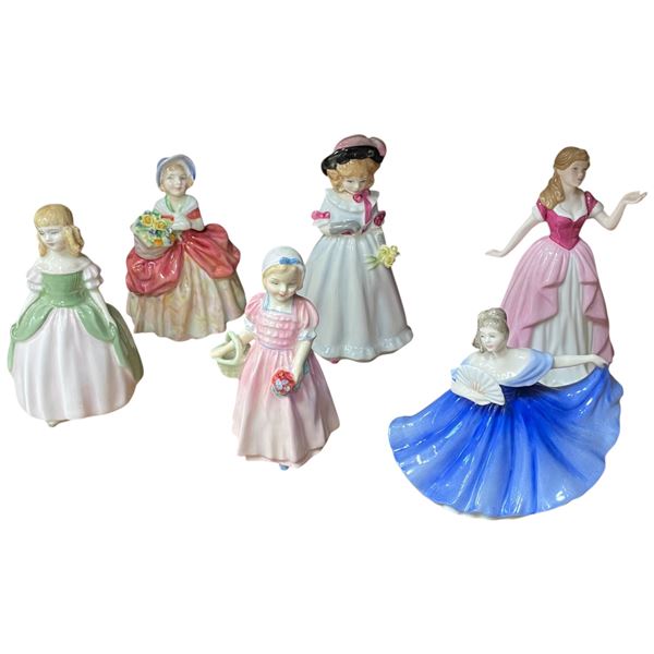 Royal Doulton Figurines Lot: HN2338, HN1809, HN1677, HN3214 & HN4774 & HN3047