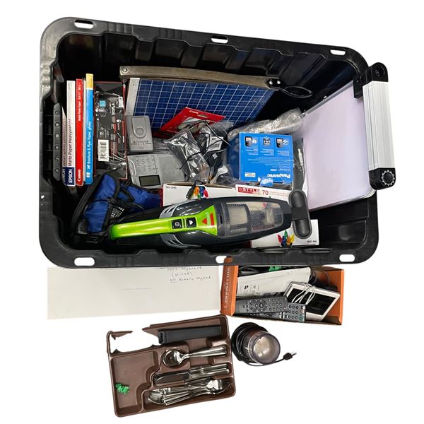 Assorted Mixed Lot of Household Items & Electronics: Fairy Lights, Various Remotes, Flatware & More