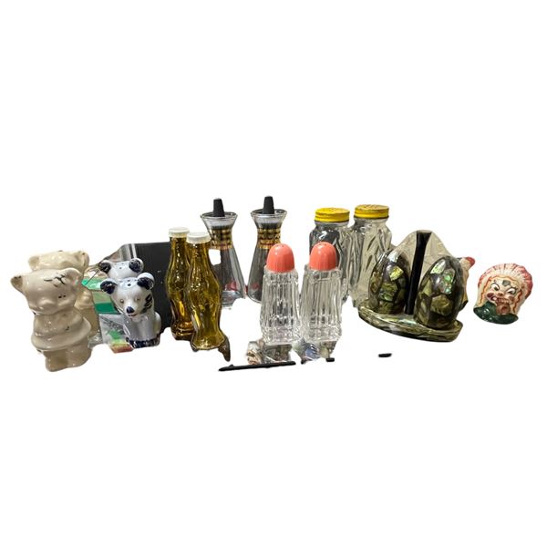 Collection of Mid Century Assort Salt & Pepper Shakers Ceramic Glass Metal Plastic