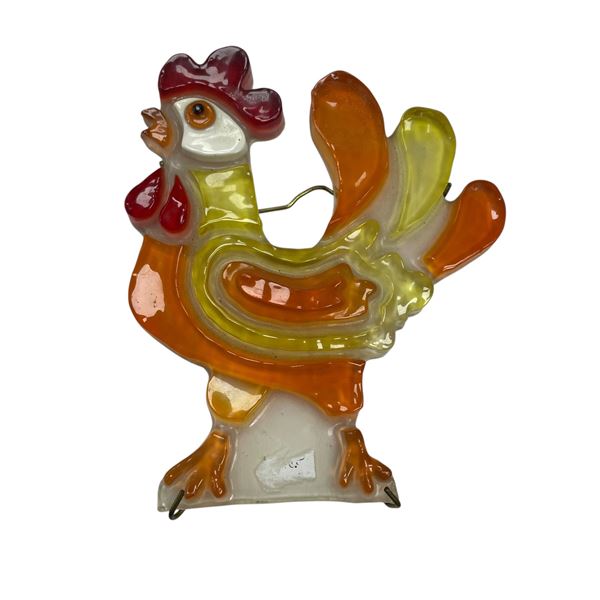 Vintage 1970s Lucite Acrylic Rooster Wall Hanging Plaque Napkin Weight