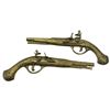 Image 1 : Pair of Brass Wall-Hanging Black Powder Pistols 13-Inch Long