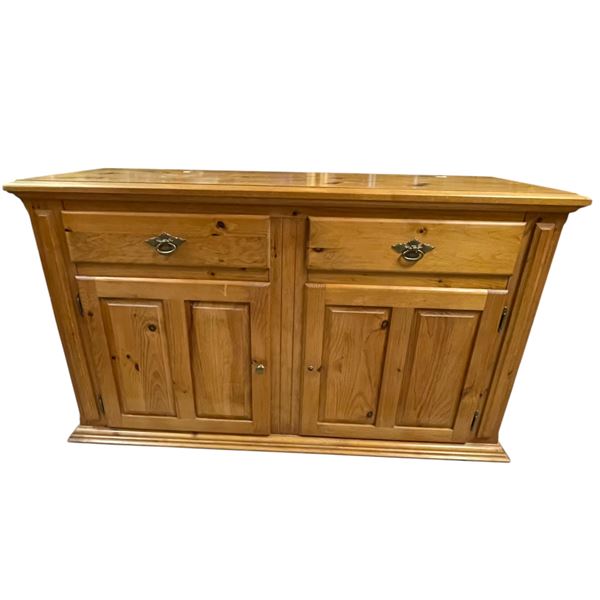 Farmhouse-Style Pine Wood Sideboard or Buffet Cabinet