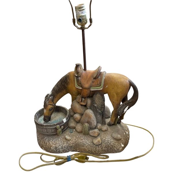Vintage Chalkware Horse Lamp with Some Chips