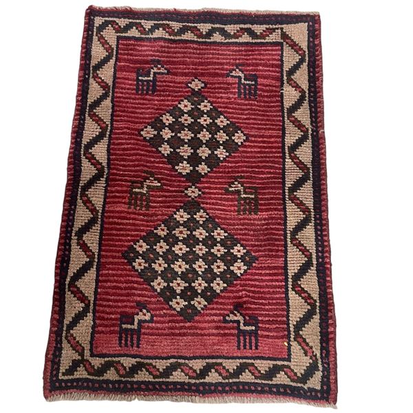 100% Hand Knotted Made In Iran Shiraz Gemoetric Map 48"x32" Fluffy Wool Root