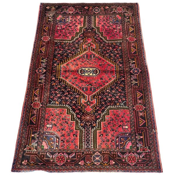 100% Hand Knotted Made In Iran Nahavand 5.7' x 3.8' Fluffy Geometric Map Beauty Wool Color