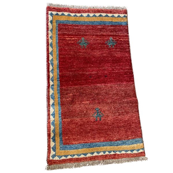 100% Hand Knotted Made In Iran Gabbeh (Shiraz) 4' x 2.4' Made w Wool