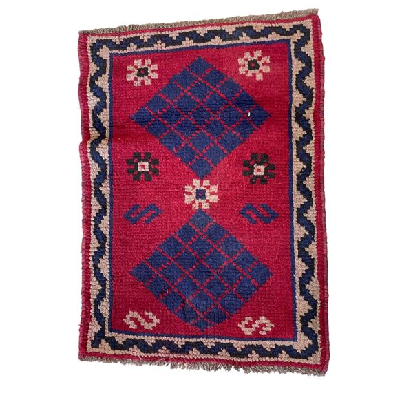 100% Hand Knotted Made In Iran Shiraz 4' x 2.8' Geometric Map Fluffy Wool Rug