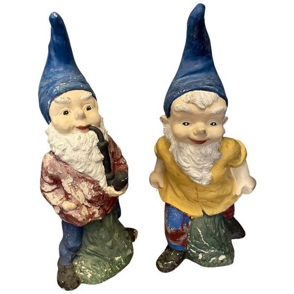 Pair of Classic Cement Garden Gnomes 20" Tall