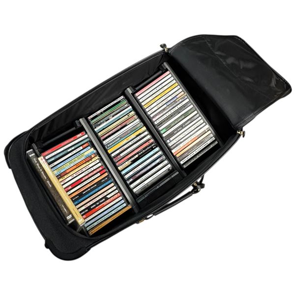 CD Collection of Various Artists & Genres. Rolling Luggage Carryon Bag Included Plus a Box of CD's