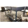 Image 4 : 3 BLUE APPROX 52" X 24" DESKS, 4 DRAWER BLACK VERTICAL FILING CABINET, DIGITAL CHECK EXPRESS CX30