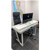 Image 2 : GLASS TOP WHITE DESK/WORKSTATION WITH 25" HP MONITOR, MOBILE OFFICE CHAIR & WIRELESS KEYBOARD