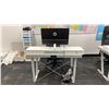 Image 2 : GLASS TOP WHITE DESK/WORKSTATION WITH 25" HP MONITOR, MOBILE OFFICE CHAIR & WIRELESS KEYBOARD