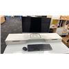 Image 4 : GLASS TOP WHITE DESK/WORKSTATION WITH 25" HP MONITOR, MOBILE OFFICE CHAIR & WIRELESS KEYBOARD