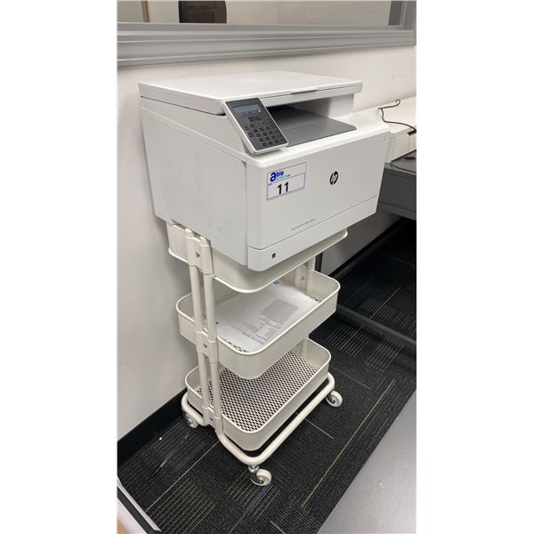HP MFP MFP M182NW OFFICE PRINTER WITH TOUCHSCREEN CONTROL ON 3 TIER CART